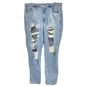 Hollister Jeans Womens 15L Ultra High Rise Mom‎ Stretch distressed Denim 32x29